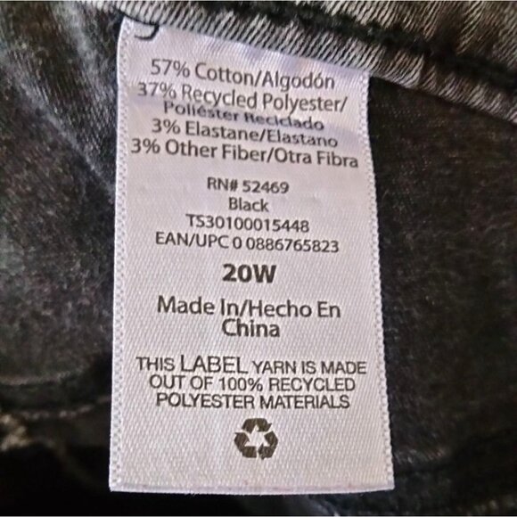 Terra & Sky Plus Size 20W Skinny Jeans Womens Washed Black Denim - Picture 8 of 9